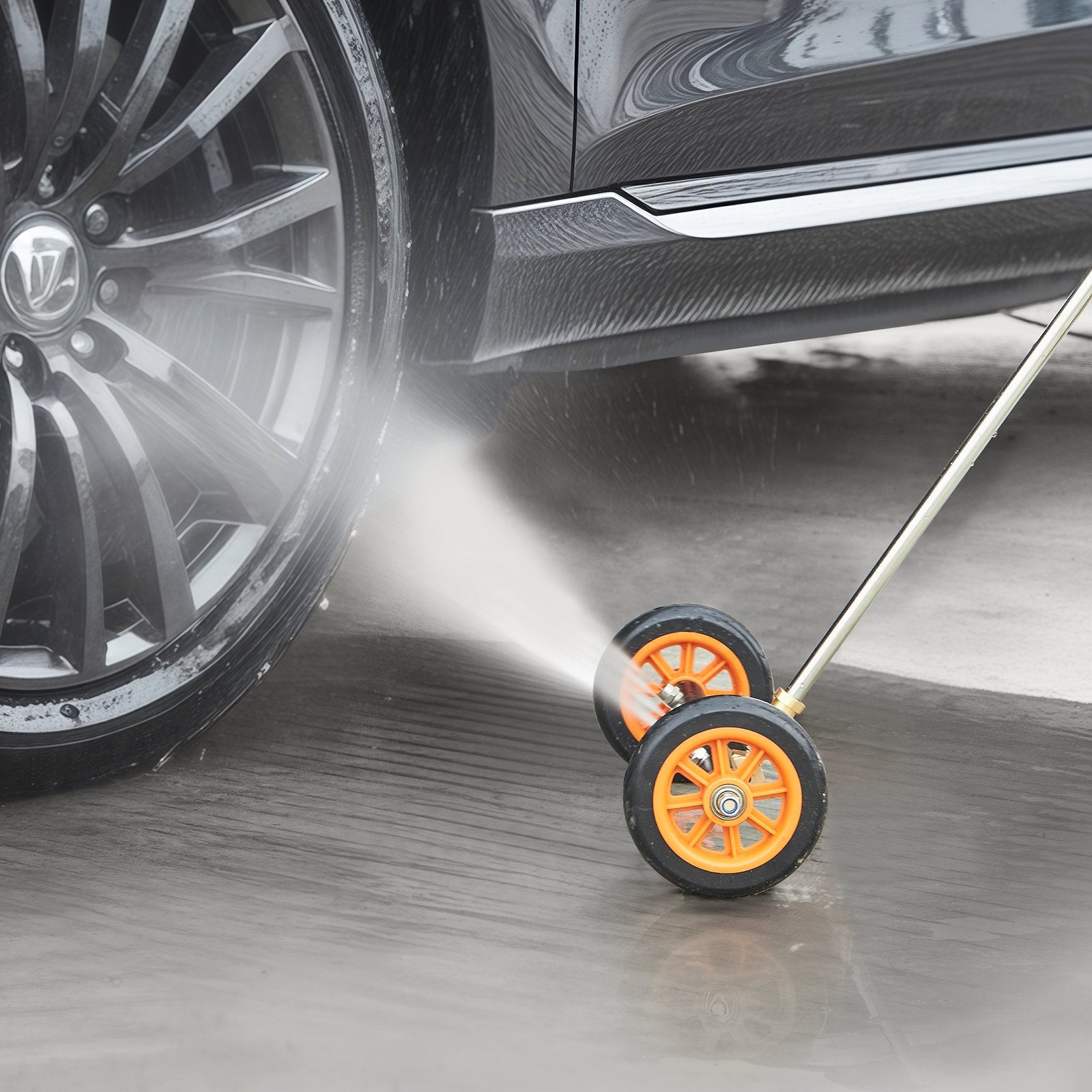 16" Pressure Washer Undercarriage Cleaner, Stainless Steel Surface Cleaner for Pressure Washer, 4000 Max PSI, Angle Adjustment Gear, 4 Spray Nozzles, 2 Extended Wands for Driveway, Patio, Deck - Image 8