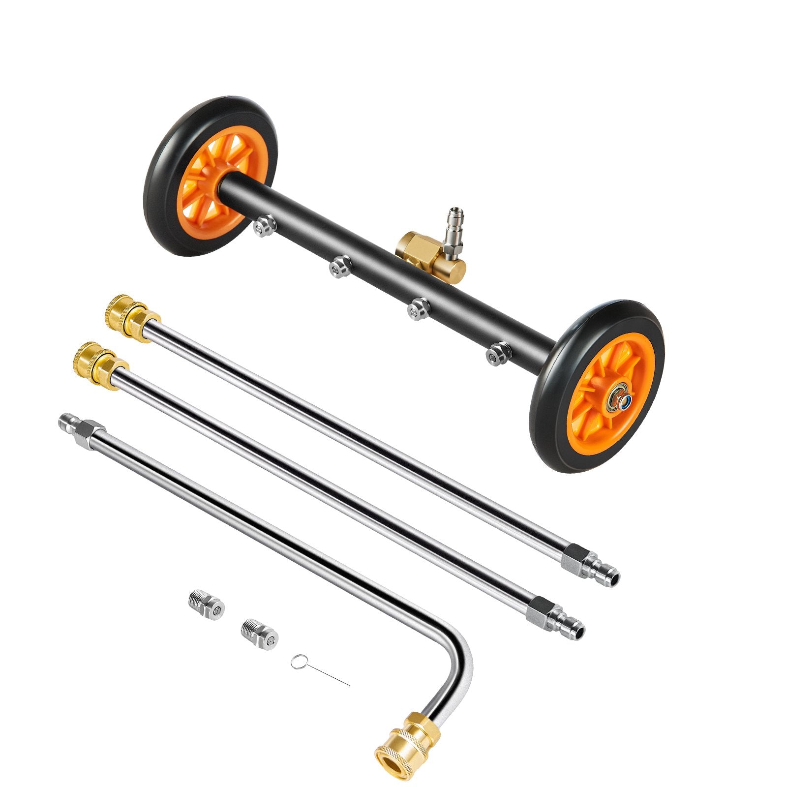 16" Pressure Washer Undercarriage Cleaner, Stainless Steel Surface Cleaner for Pressure Washer, 4000 Max PSI, Angle Adjustment Gear, 4 Spray Nozzles, 2 Extended Wands for Driveway, Patio, Deck - Image 9