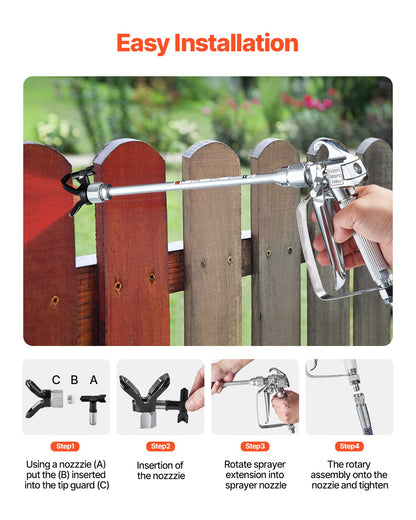 Airless Paint Spray Gun and Hose Kit 3600PSI with Extension Rods Filters - Image 4