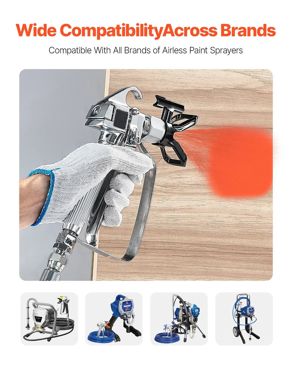Airless Paint Spray Gun 3600PSI High Pressure Airless Spray Gun 517 Tip - Image 2