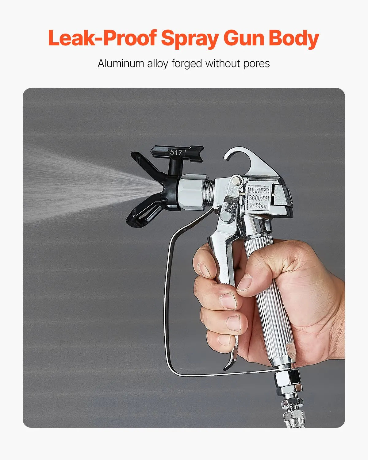 Airless Paint Spray Gun 3600PSI High Pressure Airless Spray Gun 517 Tip - Image 3