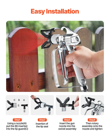 Airless Paint Spray Gun 3600PSI High Pressure Airless Spray Gun 517 Tip - Image 4