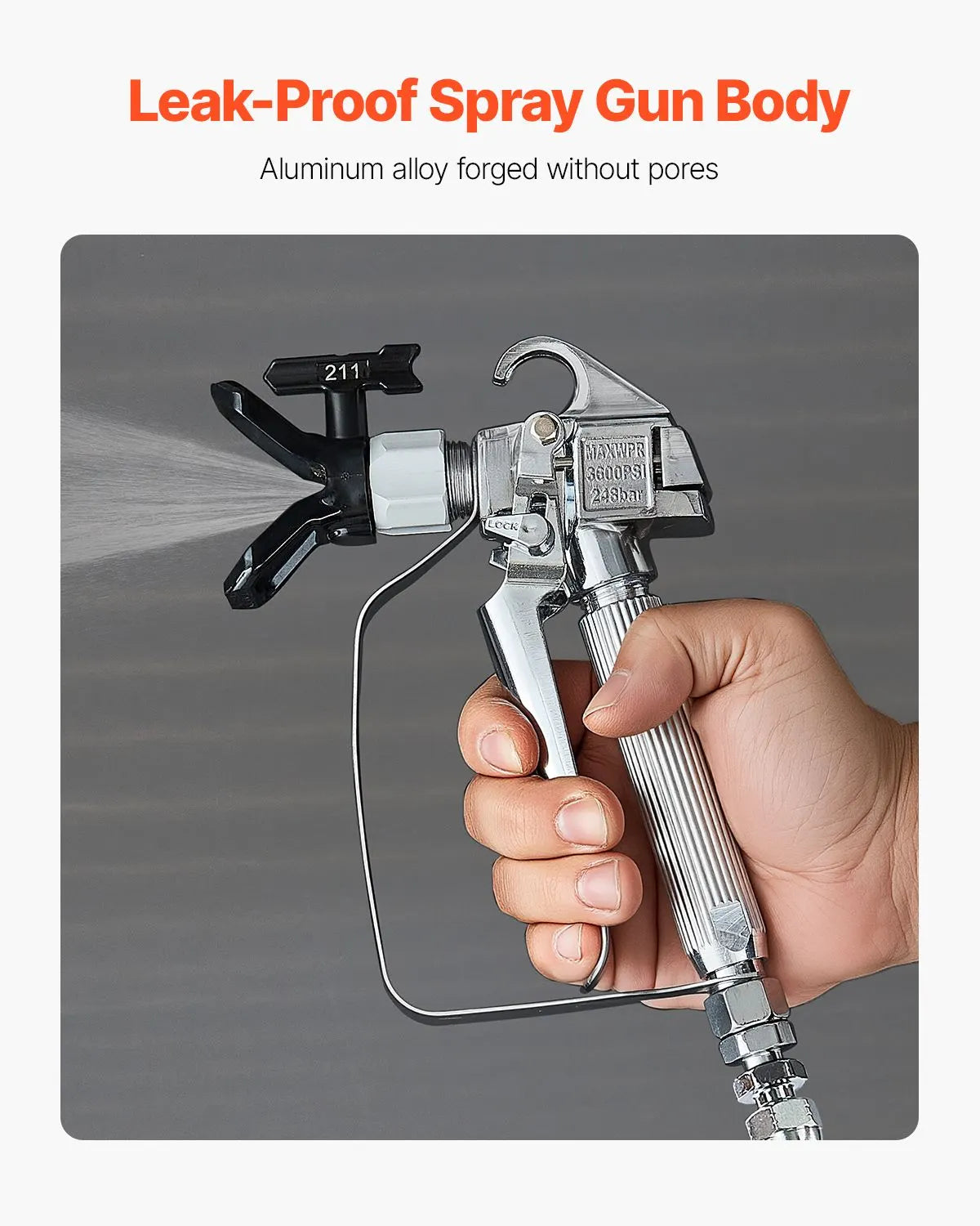 Airless Paint Spray Gun 3600PSI High Pressure Airless Spray Gun with 5Tips - Image 3
