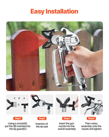 Airless Paint Spray Gun 3600PSI High Pressure Airless Spray Gun with 5Tips - Image 4