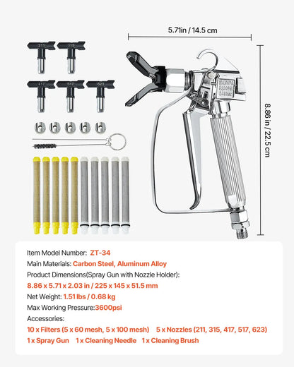 Airless Paint Spray Gun 3600PSI High Pressure Airless Spray Gun with 5Tips - Image 7