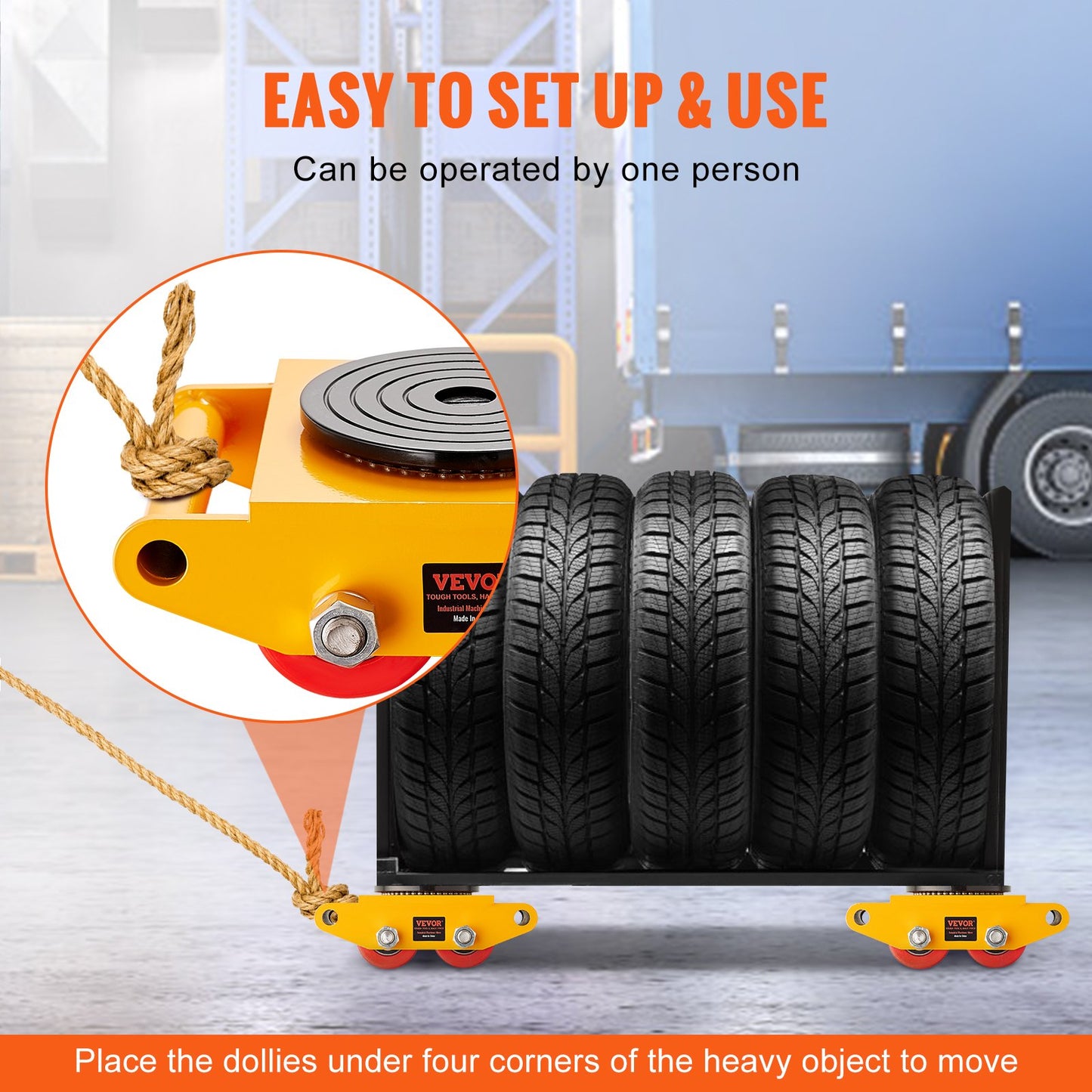 Machinery Skate Dolly Machinery Mover 13200lbs/6T Carbon Steel 4 PU Wheels - Image 5