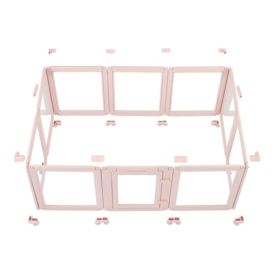 Dog Whelping Box, 1.54x1x0.6 m Plastic Dog Whelping Pen for Medium Sized Dogs, Waterproof Transparent Puppy Playpen with Windows & Door Lock, Easy to Clean, Durable Indoor Pet Dogs Cats Birth Kit