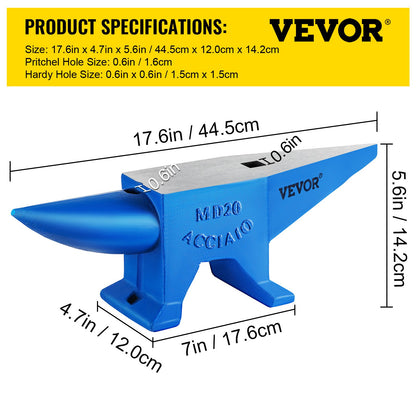 Single Horn Anvil 44Lbs Steel Anvil Blacksmith for Sale Forge Tools and Equipment Anvil Rugged Round and Square Hole Horn Anvil Blacksmith Jewelers Metalsmith Blacksmith Tool - Image 7