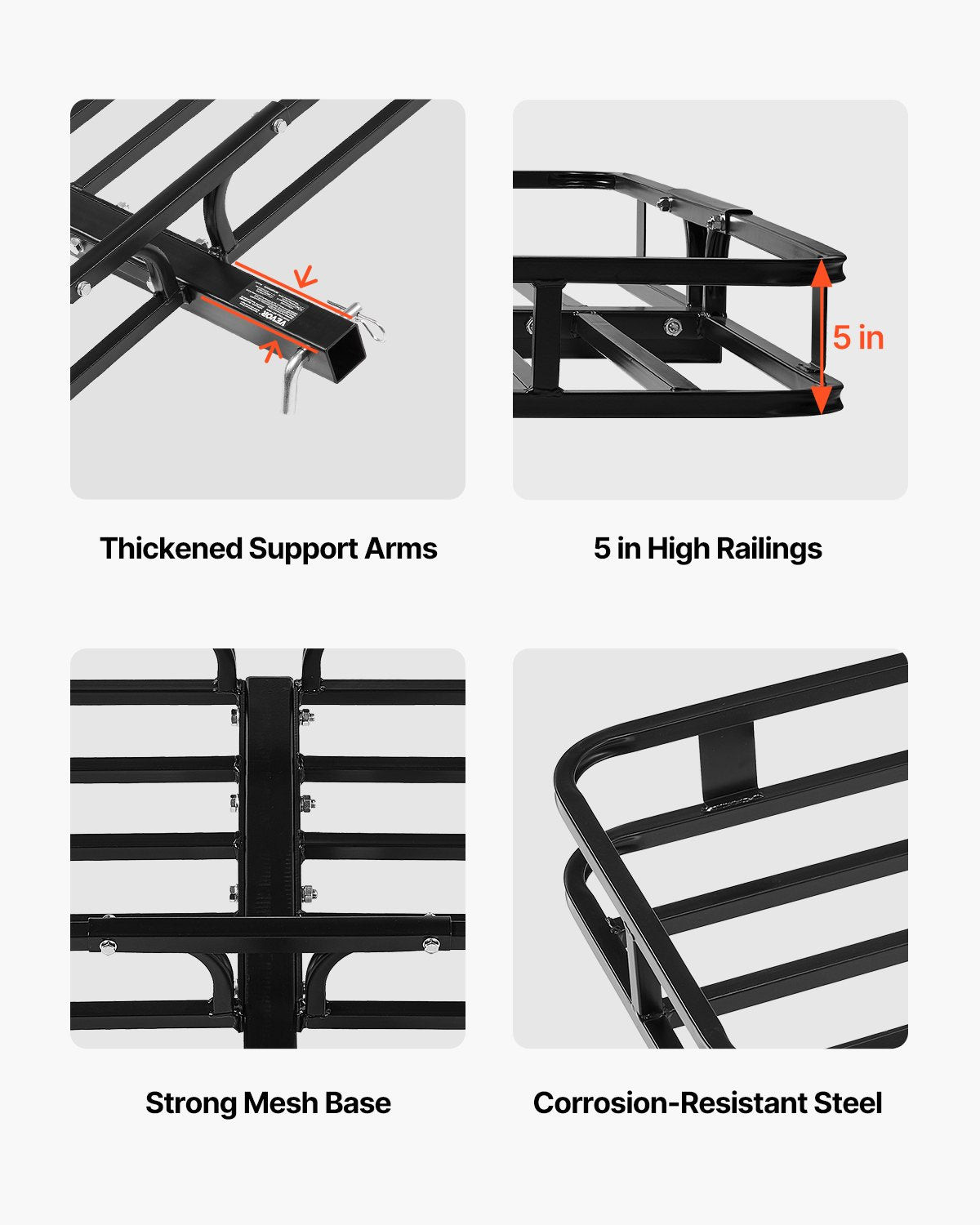 53" x 19" x 5", Hitch Cargo Carrier, 500 lbs Capacity Hitch Cargo Carrier with Hitch Stabilizer & Ratchet Straps, Hitch Mount Cargo Carrier with Cargo Net with Hook, Fit for SUVs - Image 3