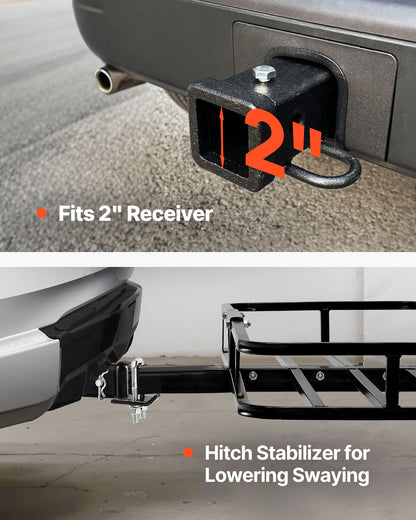 53" x 19" x 5", Hitch Cargo Carrier, 500 lbs Capacity Hitch Cargo Carrier with Hitch Stabilizer & Ratchet Straps, Hitch Mount Cargo Carrier with Cargo Net with Hook, Fit for SUVs - Image 4