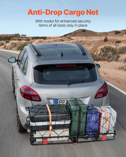53" x 19" x 5", Hitch Cargo Carrier, 500 lbs Capacity Hitch Cargo Carrier with Hitch Stabilizer & Ratchet Straps, Hitch Mount Cargo Carrier with Cargo Net with Hook, Fit for SUVs - Image 5