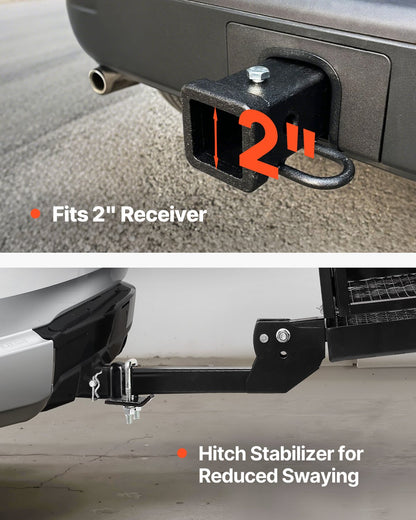 60" x 24" x 14", Hitch Cargo Carrier, 500 lbs Capacity Hitch Cargo Carrier with Anti-Rattle Hitch Stabilizer, Folding Hitch Mount Cargo Carrier with Pins and Latches, Fit for SUVs/Pickup Trucks - Image 5