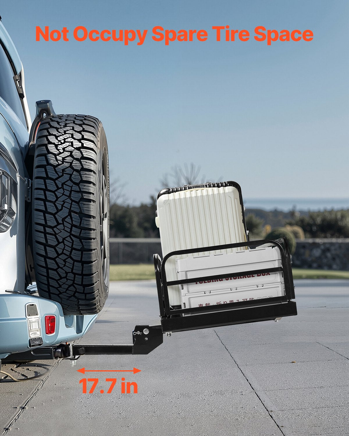 60" x 24" x 14", Hitch Cargo Carrier, 500 lbs Capacity Hitch Cargo Carrier with Anti-Rattle Hitch Stabilizer, Folding Hitch Mount Cargo Carrier with Pins and Latches, Fit for SUVs/Pickup Trucks - Image 6