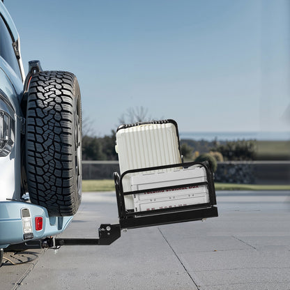 60" x 24" x 14", Hitch Cargo Carrier, 500 lbs Capacity Hitch Cargo Carrier with Anti-Rattle Hitch Stabilizer, Folding Hitch Mount Cargo Carrier with Pins and Latches, Fit for SUVs/Pickup Trucks - Image 8