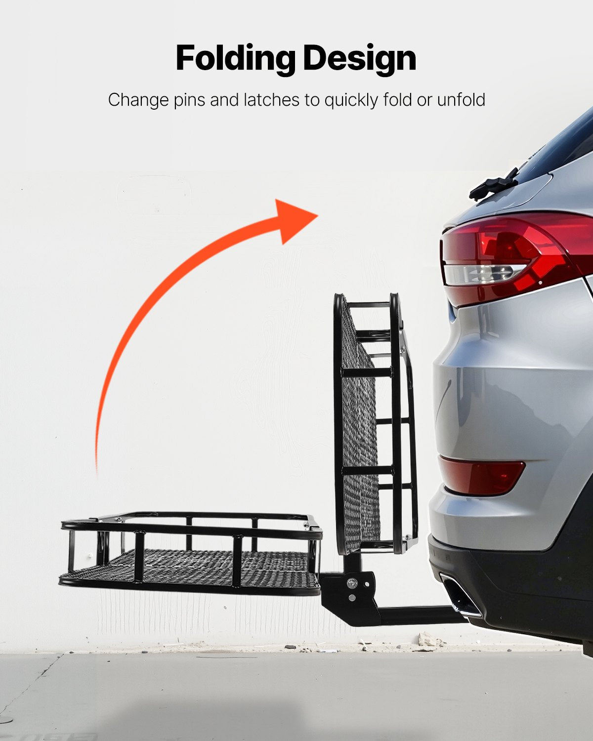60" x 24" x 6", Hitch Cargo Carrier, 500 lbs Capacity Hitch Cargo Carrier with Cargo Net with Hook & Waterproof Cargo Bag, Folding Hitch Mount Cargo Carrier with Ratchet Straps, Fit for SUVs - Image 6