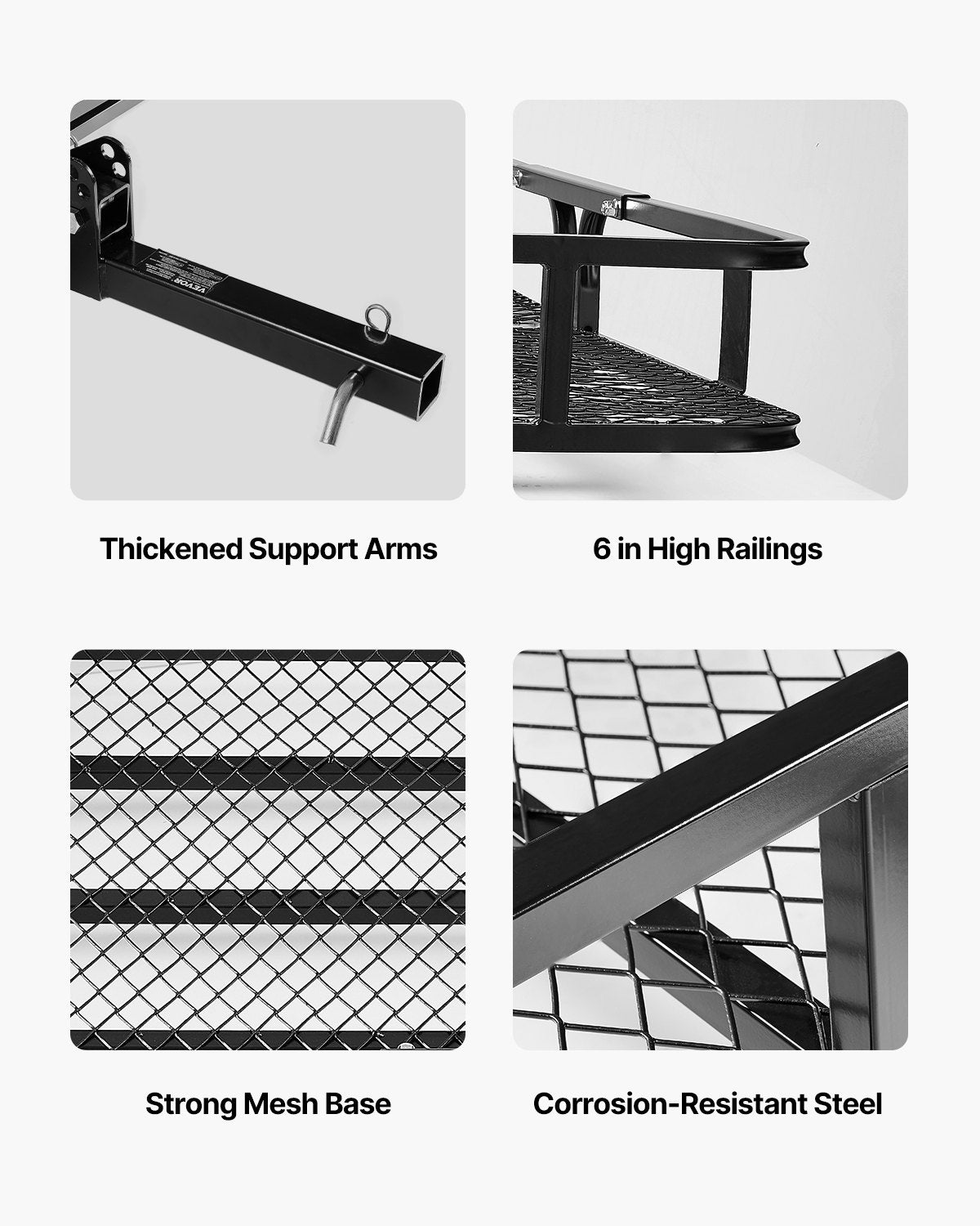 60" x 24" x 6", Hitch Cargo Carrier, 500 lbs Capacity Hitch Cargo Carrier with Cargo Net with Hook & Waterproof Cargo Bag, Folding Hitch Mount Cargo Carrier with Ratchet Straps, Fit for SUVs - Image 7