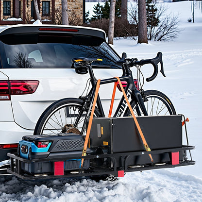 60" x 24" x 6", Hitch Cargo Carrier, 500 lbs Capacity Hitch Cargo Carrier with Cargo Net with Hook & Waterproof Cargo Bag, Folding Hitch Mount Cargo Carrier with Ratchet Straps, Fit for SUVs - Image 8