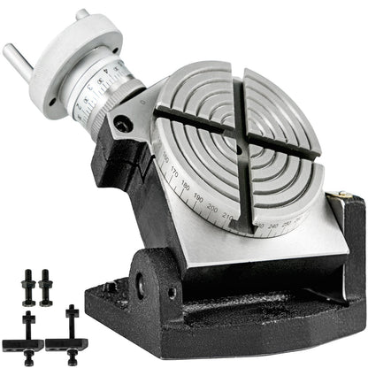 Rotary Table 4 INCH/100 MM Horizontal Vertical Rotary Table 4-Slot Rotary Table for Milling Machine MT-2 Rotary Table for Milling 360 Degrees Precision Rotary Table for Milling Drilling Vise