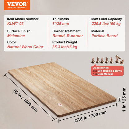 Table Top, 55" x 27.6" x 1", 220.5 lbs Load Capacity, Universal One-Piece Particle Board Desktop for Height Adjustable Electric Standing Desk Frame, Rectangular Countertop for Home & Office Desk - Image 7