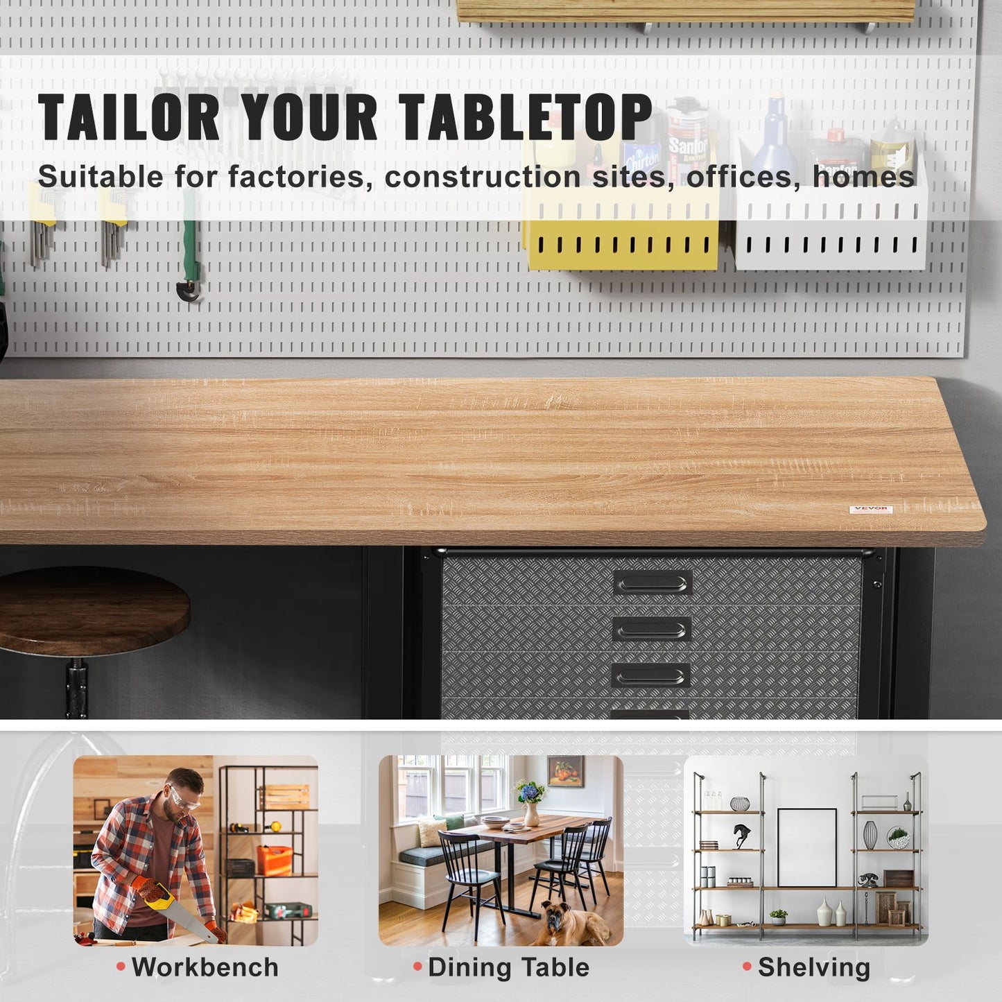 Table Top, 63" x 31.5" x 1", 220.5 lbs Load Capacity, Universal One-Piece Particle Board Desktop for Height Adjustable Electric Standing Desk Frame, Rectangular Countertop for Home & Office Desk - Image 6