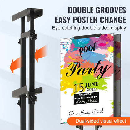 Poster Stand, Adjustable Height Up to 75", Double-Sided Heavy Duty Pedestal Sign Holder, Floor Standing Sign Holder Banner Stand with Shock-absorbing Base for Display, for Board and Foam, Black - Image 3
