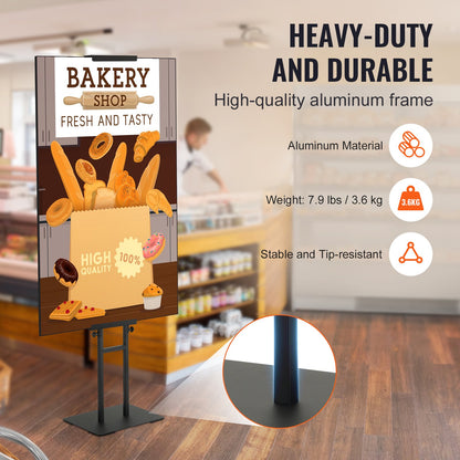 Poster Stand, Adjustable Height Up to 75", Double-Sided Heavy Duty Pedestal Sign Holder, Floor Standing Sign Holder Banner Stand with Shock-absorbing Base for Display, for Board and Foam, Black - Image 5