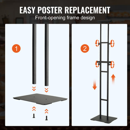 Poster Stand, Adjustable Height Up to 75", Double-Sided Heavy Duty Pedestal Sign Holder, Floor Standing Sign Holder Banner Stand with Shock-absorbing Base for Display, for Board and Foam, Black - Image 6