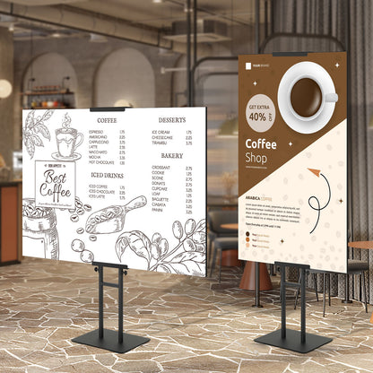 Poster Stand, Adjustable Height Up to 75", Double-Sided Heavy Duty Pedestal Sign Holder, Floor Standing Sign Holder Banner Stand with Shock-absorbing Base for Display, for Board and Foam, Black - Image 8