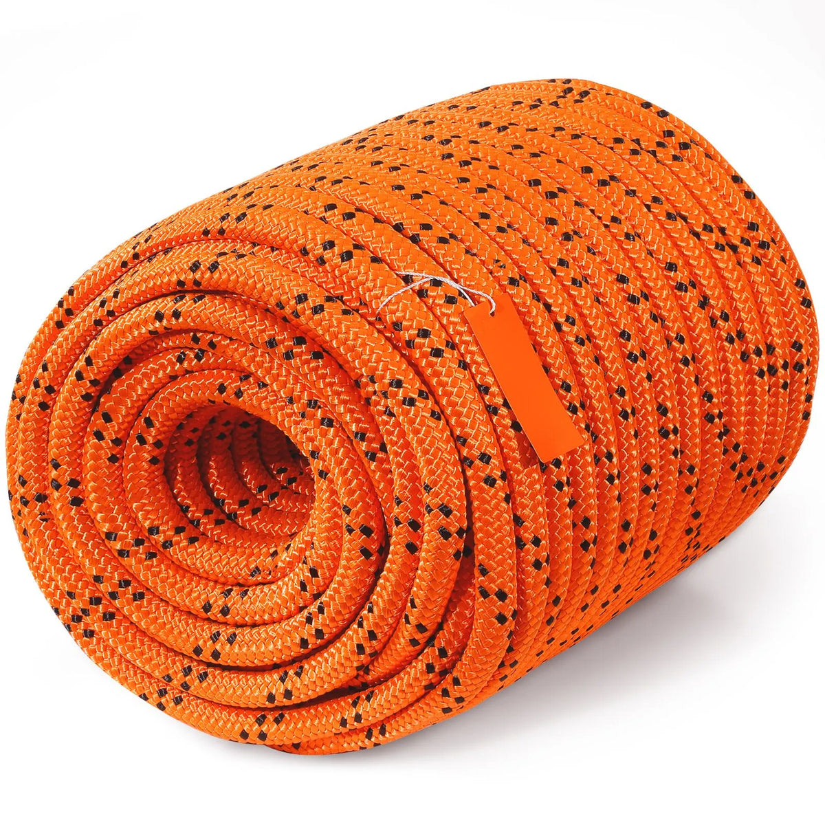 Double Braided Polyester Rope, 19 mm x 67.06 m, 24 Strands, 88.96kN Breaking Strength Outdoor Climbing Rope, Arborist Rigging Rope for Rock Hiking Camping Swing Rappelling Rescue, Orange/Black