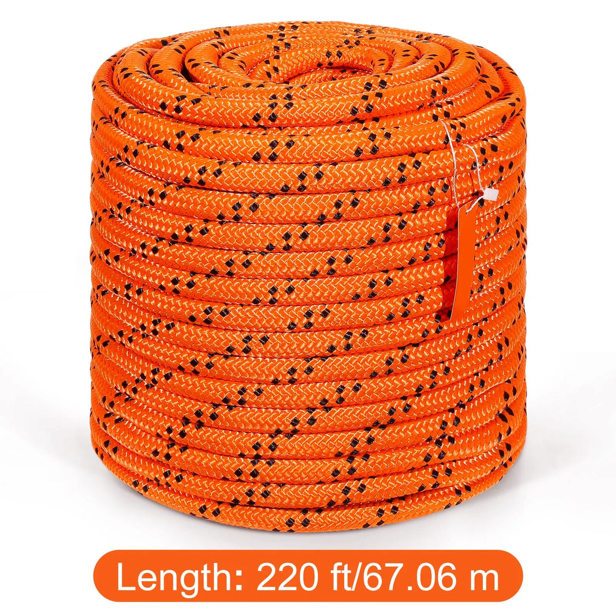 Double Braided Polyester Rope, 19 mm x 67.06 m, 24 Strands, 88.96kN Breaking Strength Outdoor Climbing Rope, Arborist Rigging Rope for Rock Hiking Camping Swing Rappelling Rescue, Orange/Black - Image 8