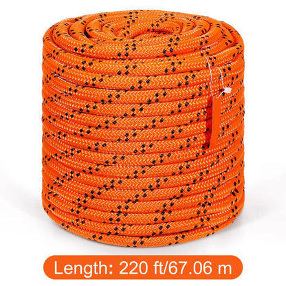 Double Braided Polyester Rope, 19 mm x 67.06 m, 24 Strands, 88.96kN Breaking Strength Outdoor Climbing Rope, Arborist Rigging Rope for Rock Hiking Camping Swing Rappelling Rescue, Orange/Black - Image 8