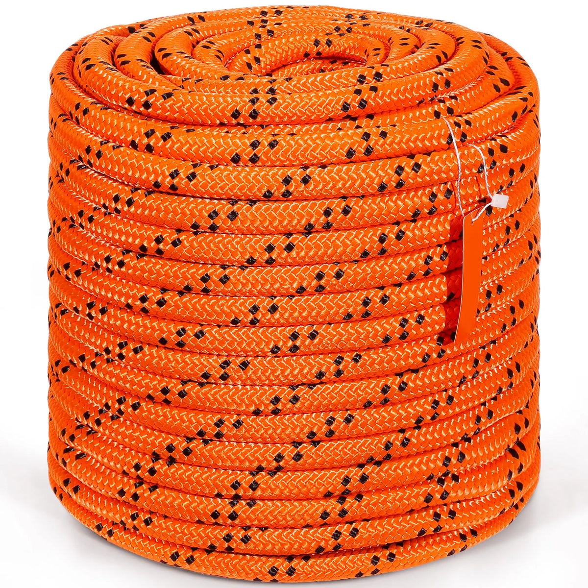 Double Braided Polyester Rope, 19 mm x 67.06 m, 24 Strands, 88.96kN Breaking Strength Outdoor Climbing Rope, Arborist Rigging Rope for Rock Hiking Camping Swing Rappelling Rescue, Orange/Black - Image 9