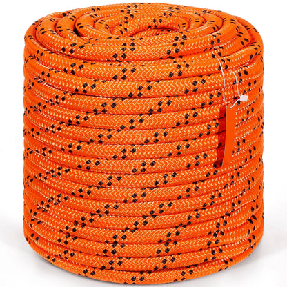 Double Braided Polyester Rope, 19 mm x 67.06 m, 24 Strands, 88.96kN Breaking Strength Outdoor Climbing Rope, Arborist Rigging Rope for Rock Hiking Camping Swing Rappelling Rescue, Orange/Black - Image 9
