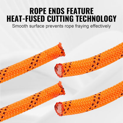 Double Braided Polyester Rope, 19 mm x 67.06 m, 24 Strands, 88.96kN Breaking Strength Outdoor Climbing Rope, Arborist Rigging Rope for Rock Hiking Camping Swing Rappelling Rescue, Orange/Black - Image 6