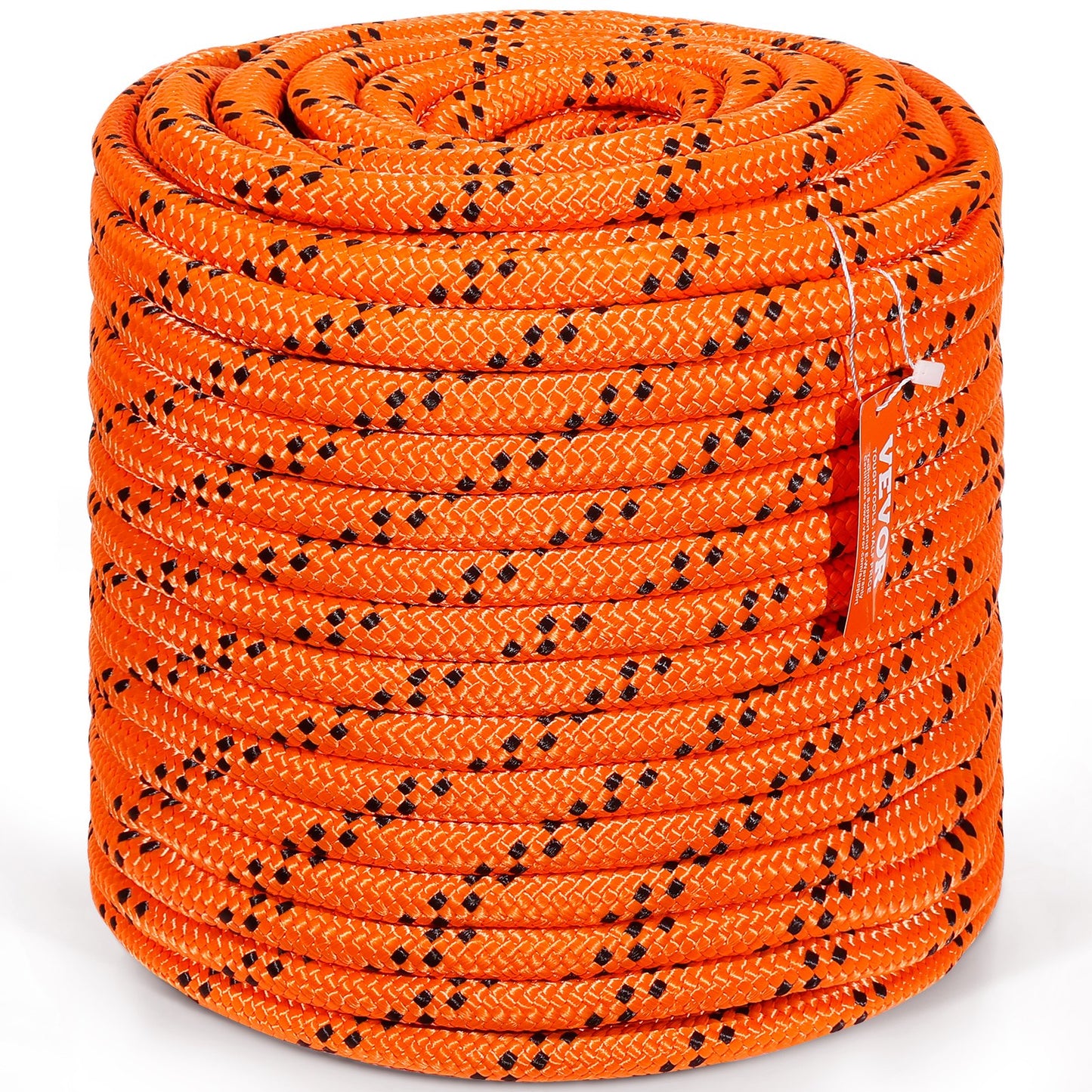 Double Braided Polyester Rope, 19 mm x 67.06 m, 24 Strands, 88.96kN Breaking Strength Outdoor Climbing Rope, Arborist Rigging Rope for Rock Hiking Camping Swing Rappelling Rescue, Orange/Black - Image 9