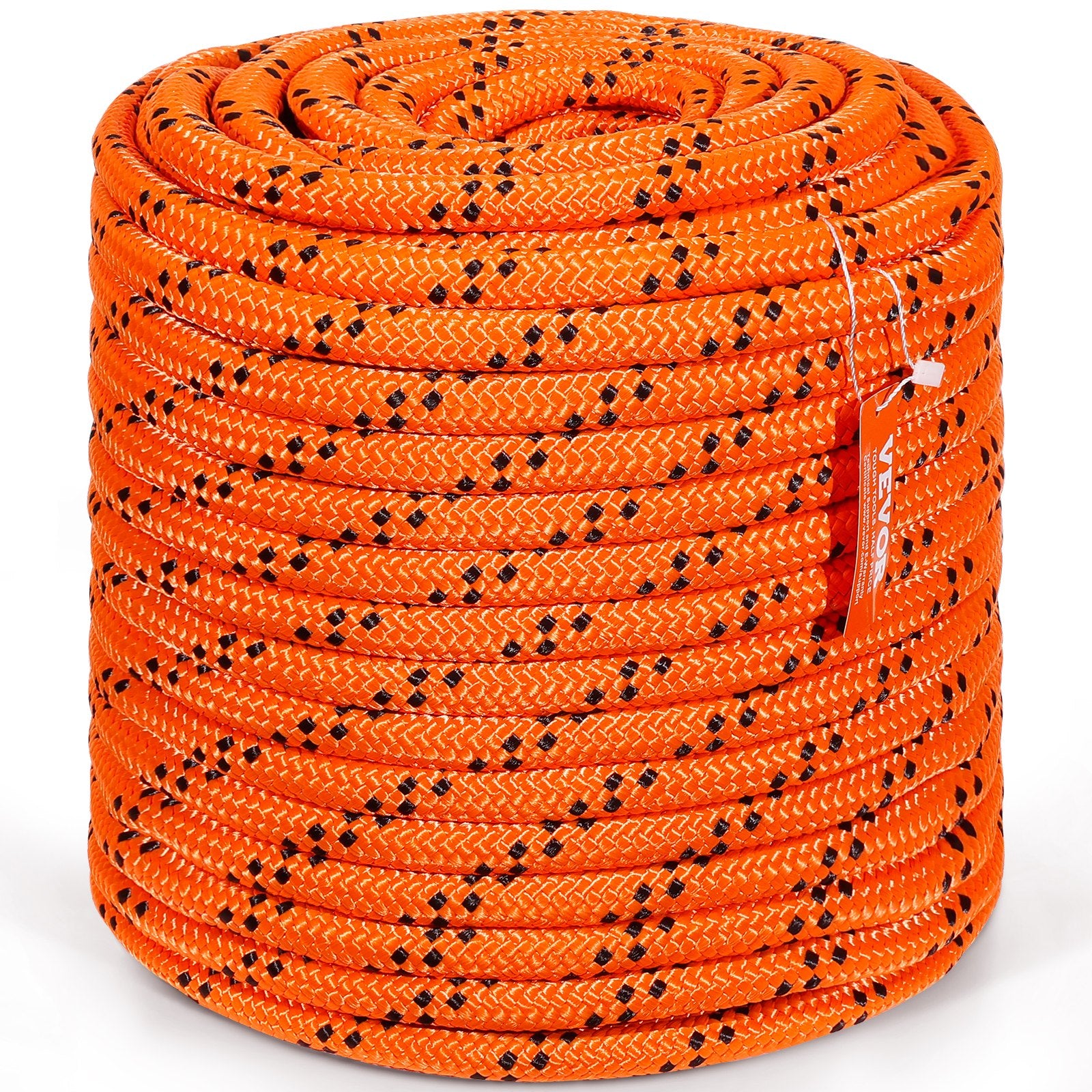 Double Braided Polyester Rope, 19 mm x 67.06 m, 24 Strands, 88.96kN Breaking Strength Outdoor Climbing Rope, Arborist Rigging Rope for Rock Hiking Camping Swing Rappelling Rescue, Orange/Black - Image 9