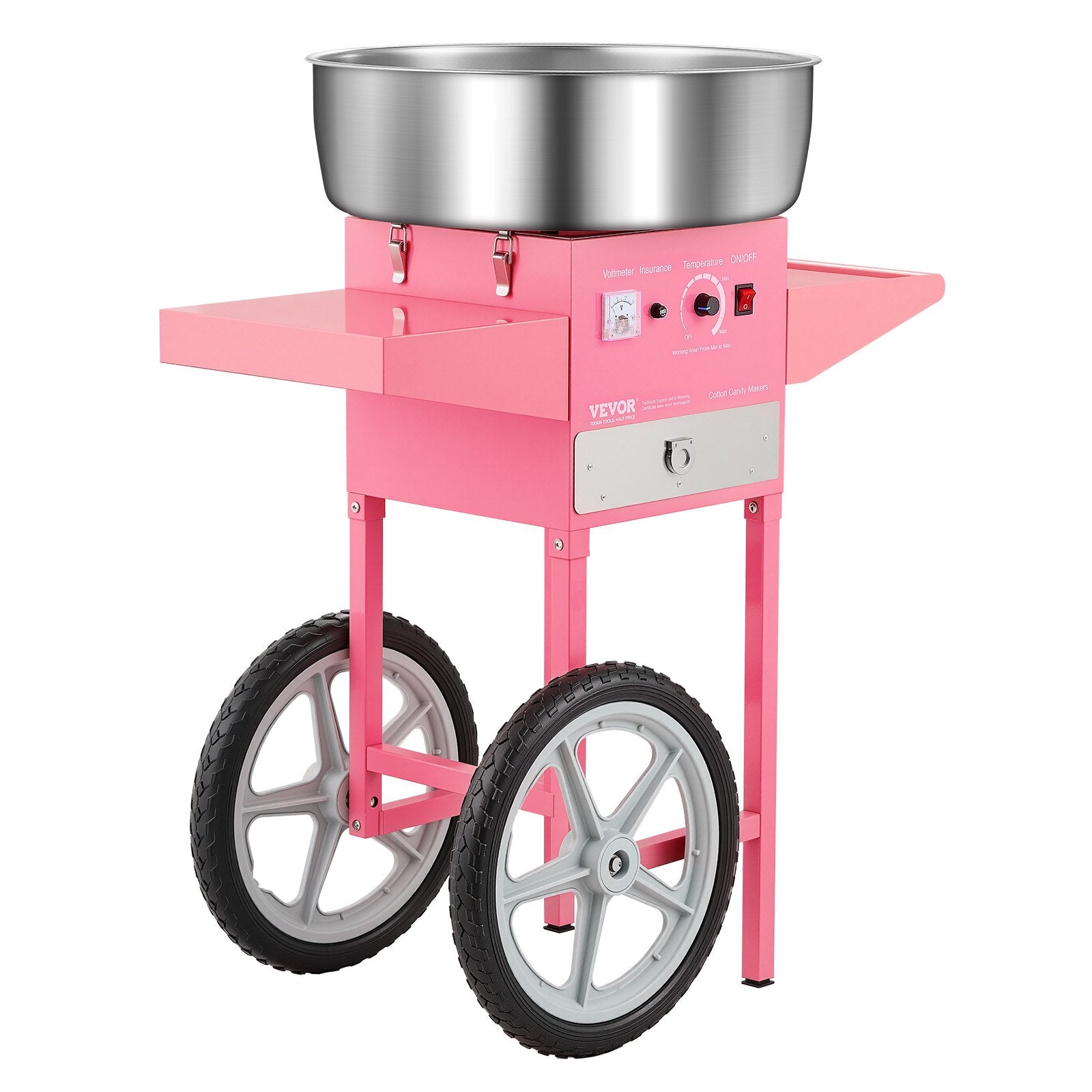 Electric Cotton Candy Machine with Cart, 1000W Commercial Candy Floss Maker with 52cm in Stainless Steel Bowl, Sugar Scoop, and Drawer, Easy to Use, for Home, Kids Birthday, Family Party, Pink - Image 9