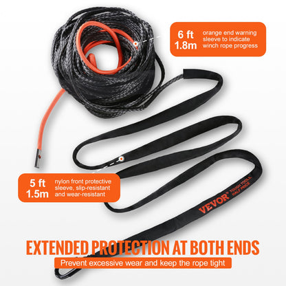 Synthetic Winch Rope, 12.7 mm x 28 m, 142.3 kN, Synthetic Winch Line Cable Rope with Protective Sleeve + Forged Winch Hook + Pull Strap, Universal Fit for SUV, Large Off-Road Vehicle, Truck - Image 4