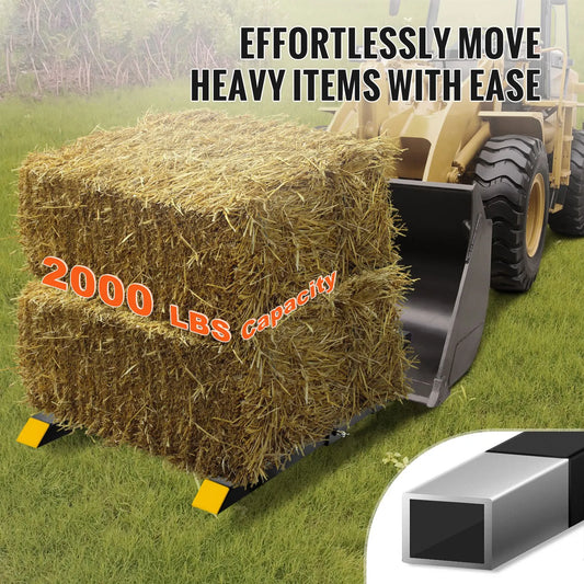Pallet Forks, 907 kg Clamp on Pallet Forks, 1090 mm Total Length Tractor Bucket Forks with Adjustable Stabilizer bar, Heavy Duty Pallet Forks for Tractor Attachments, Skid Steer, Loader Bucket - Image 2