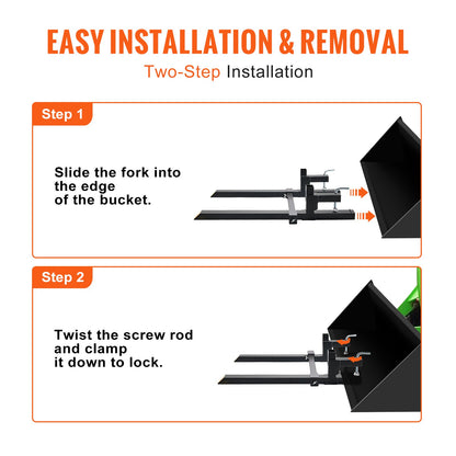 Pallet Forks, 907 kg Clamp on Pallet Forks, 1090 mm Total Length Tractor Bucket Forks with Adjustable Stabilizer bar, Heavy Duty Pallet Forks for Tractor Attachments, Skid Steer, Loader Bucket - Image 6
