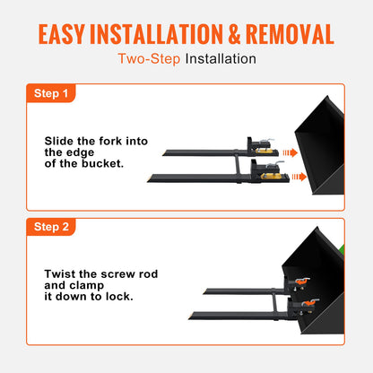 Pallet Forks, 907 kg Clamp on Pallet Forks, 1490 mm Total Length Heavy Duty Pallet Forks with Adjustable Stabilizer bar, Tractor Bucket Forks for Tractor Attachments, Skid Steer, Loader Bucket - Image 6