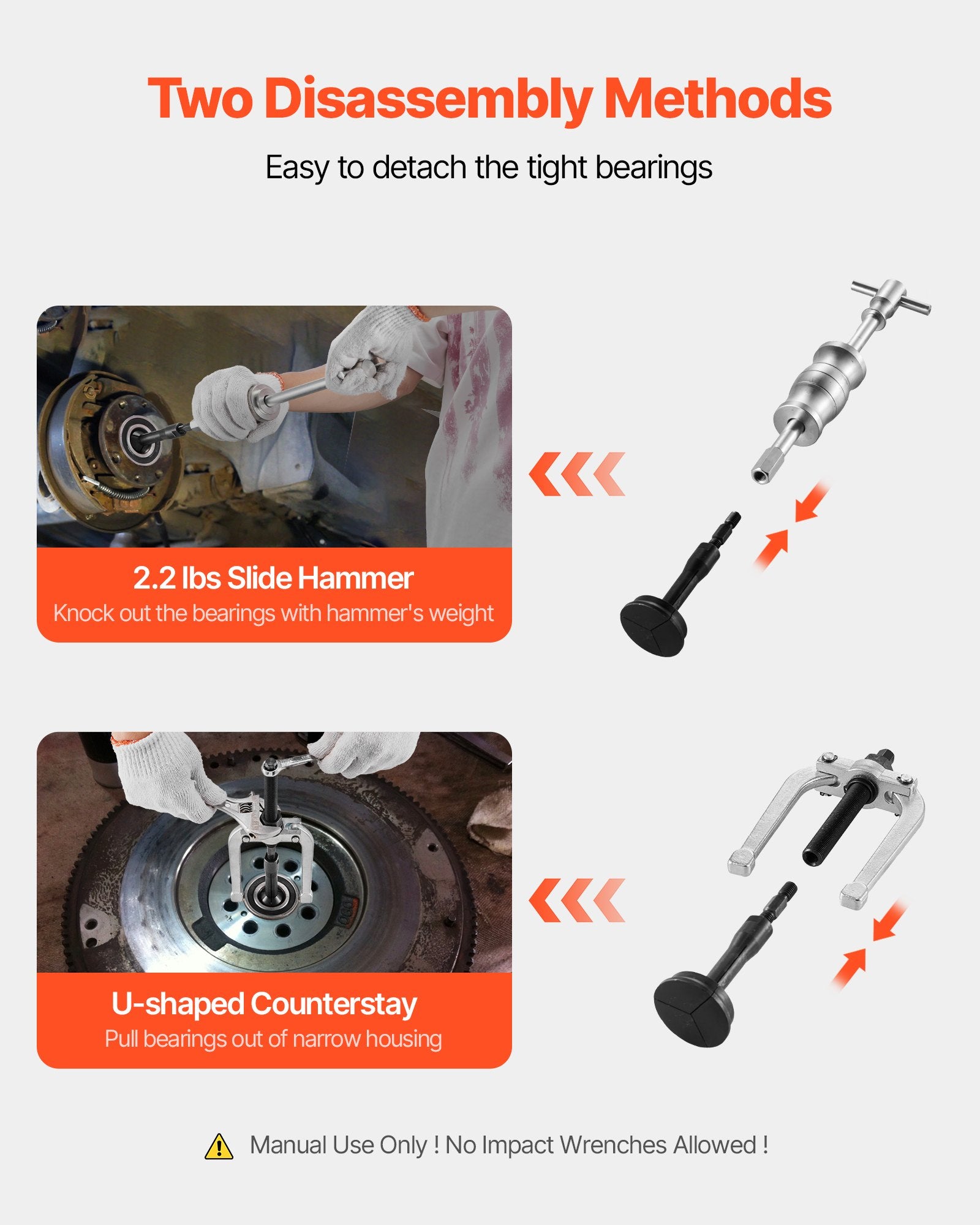 Blind Hole Bearing Puller Set, 16-in-1 Inner Bearing Race and Seal Extractor Kit, 16 PCS Slide Hammer Pilot Insert Inner Internal Bearing Removal Tool Set with 10 Split Collets and Counterstay - Image 2
