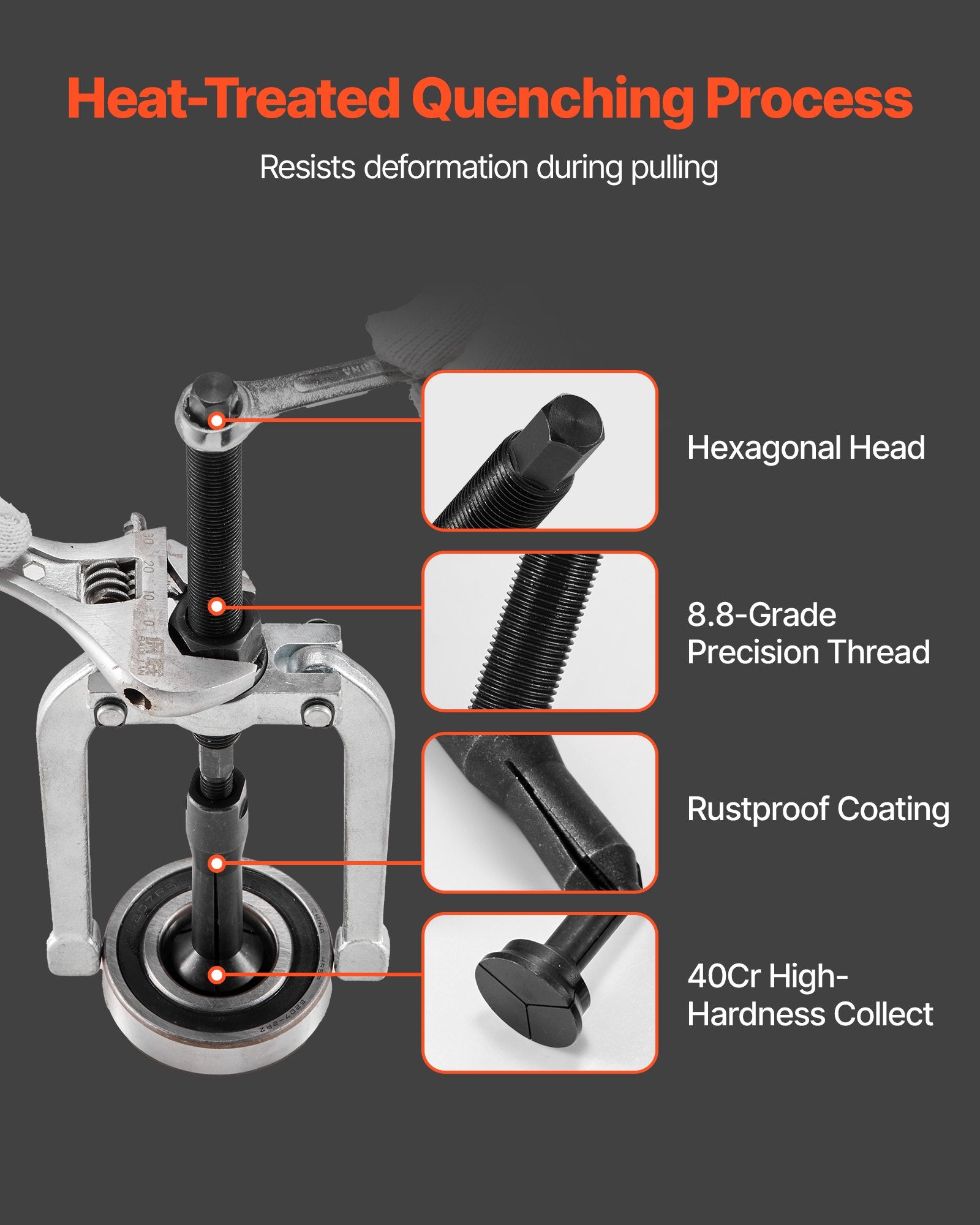 Blind Hole Bearing Puller Set, 16-in-1 Inner Bearing Race and Seal Extractor Kit, 16 PCS Slide Hammer Pilot Insert Inner Internal Bearing Removal Tool Set with 10 Split Collets and Counterstay - Image 5