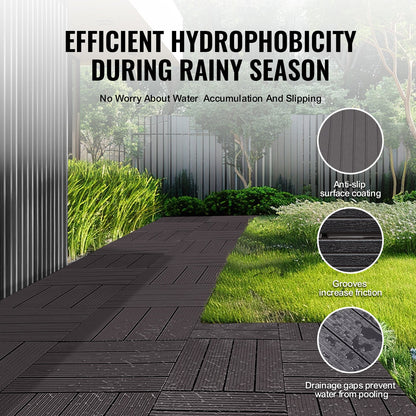 Interlocking Deck Tiles, 36 Pack,11.6"x11.6" 36 sq. ft Plastic Waterproof Outdoor Flooring All Weather Use, Patio Floor Decking Covering Tiles for Porch Poolside Balcony Backyard, Dark Brown - Image 4