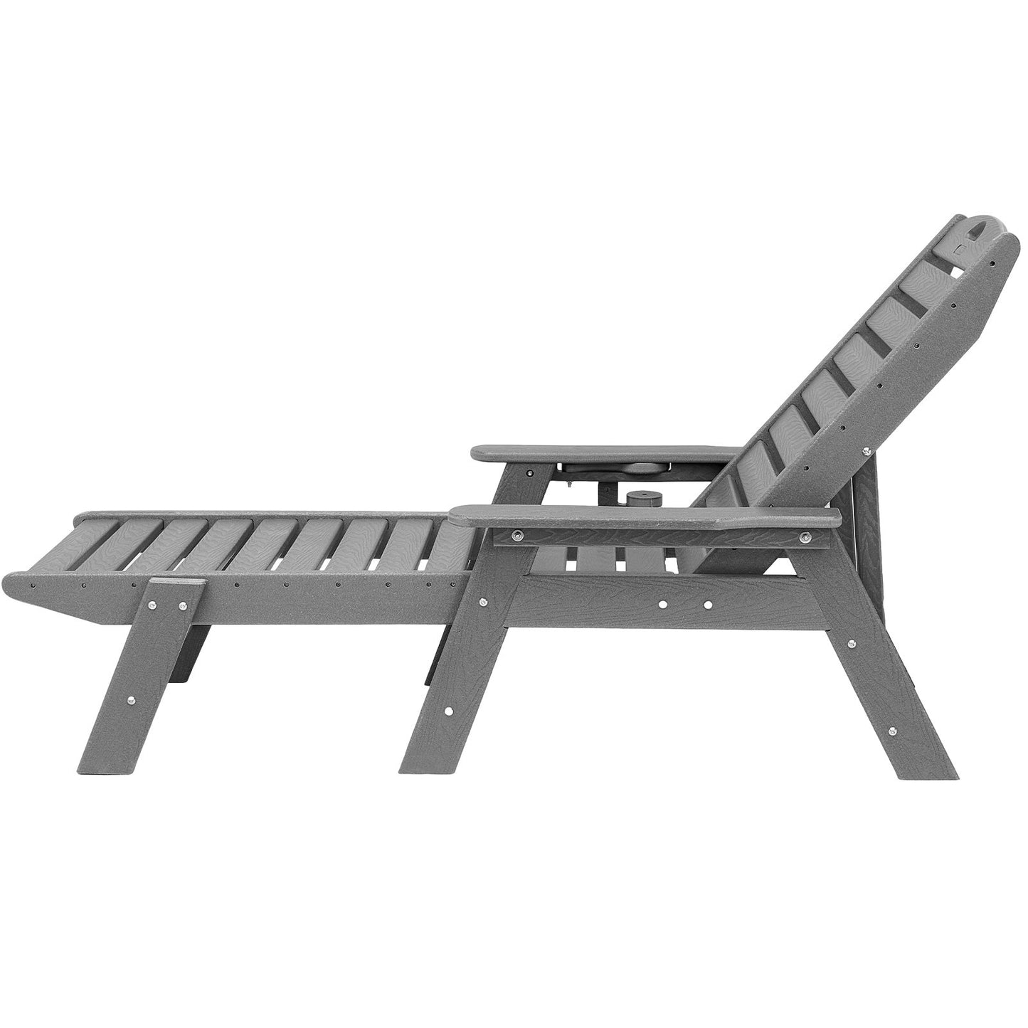 Outdoor Chaise Lounge Chair 6 Positions Reclining Patio Bench Lounger Gray - Image 9