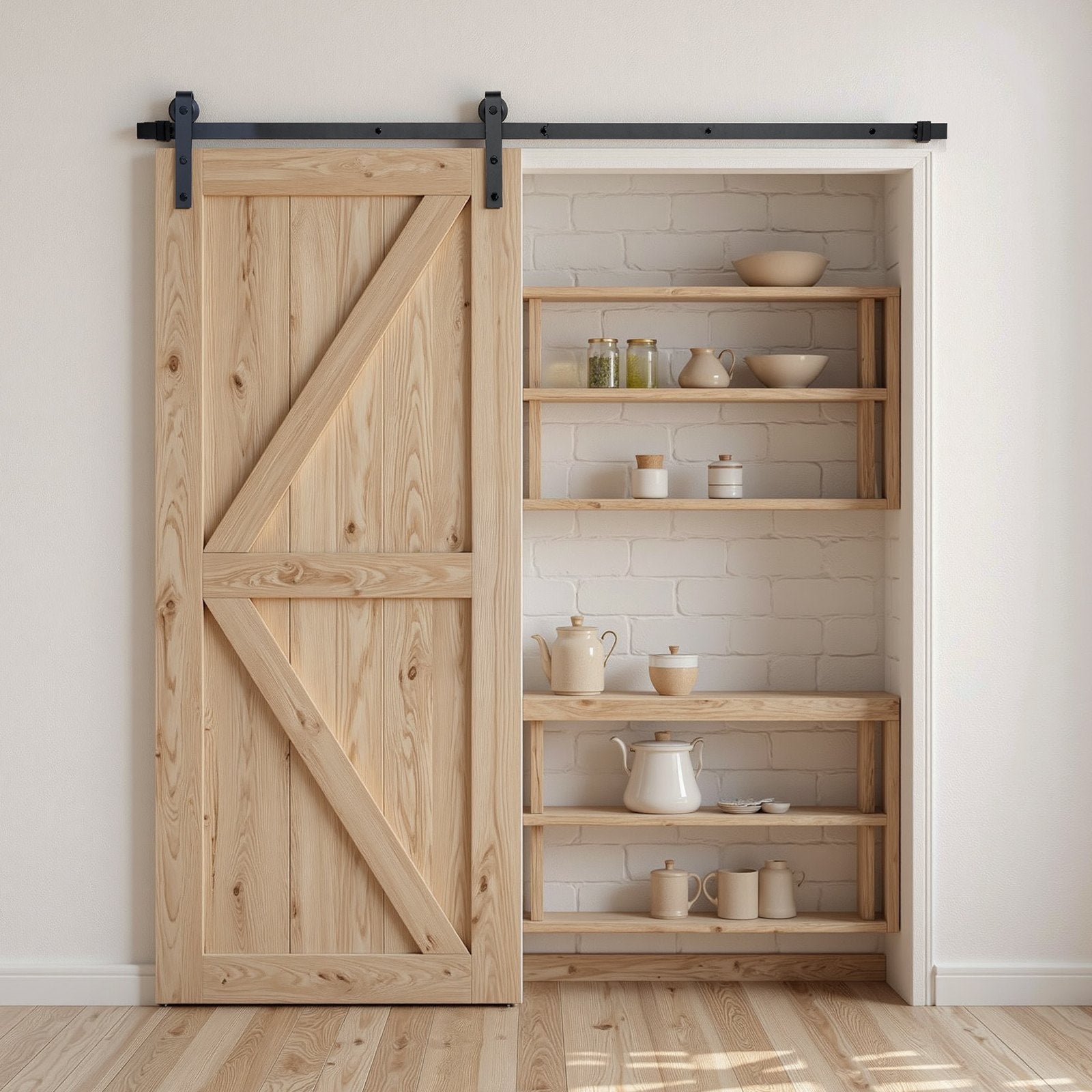 1830 mm Sliding Barn Door Hardware Kit for Single Sliding Barn Door Black - Image 8