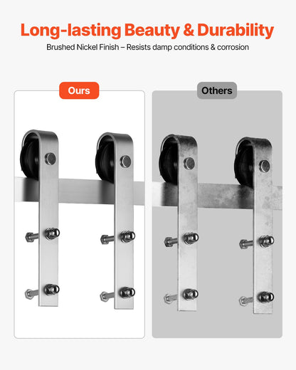 2000 mm Sliding Barn Door Hardware Kit for Single Sliding Barn Door Silver - Image 3