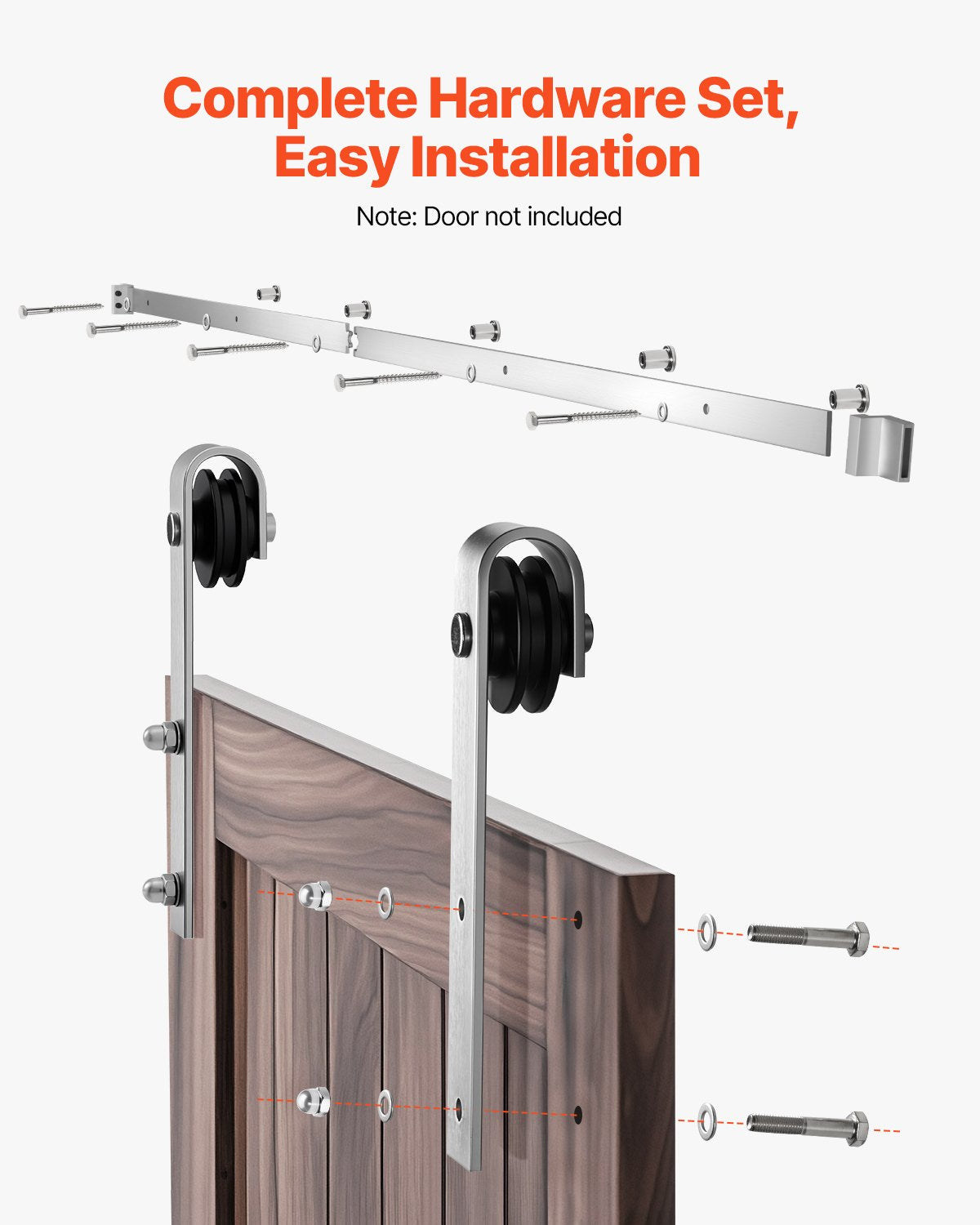 2000 mm Sliding Barn Door Hardware Kit for Single Sliding Barn Door Silver - Image 5