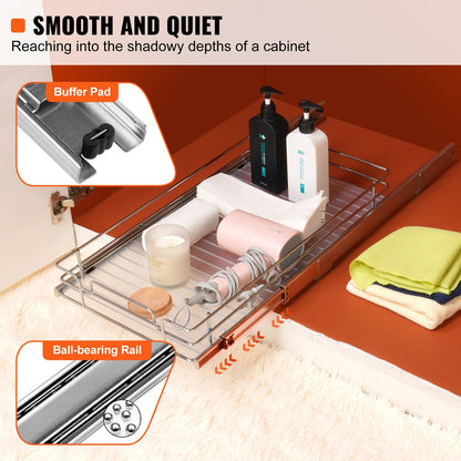 Pull Out Cabinet Under Sink Organizer 11 x 21 Inch Wire Drawer Basket - Image 3