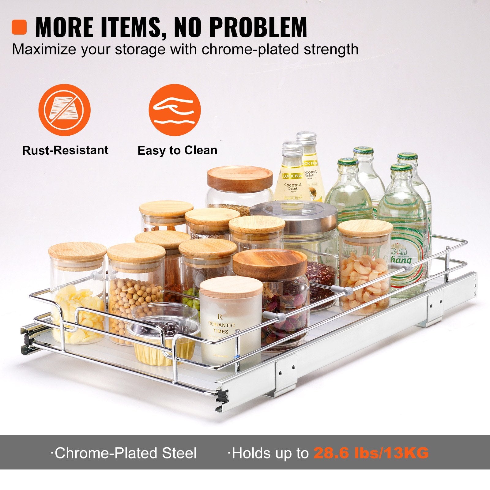 Pull Out Cabinet Under Sink Organizer 11 x 21 Inch Wire Drawer Basket - Image 4